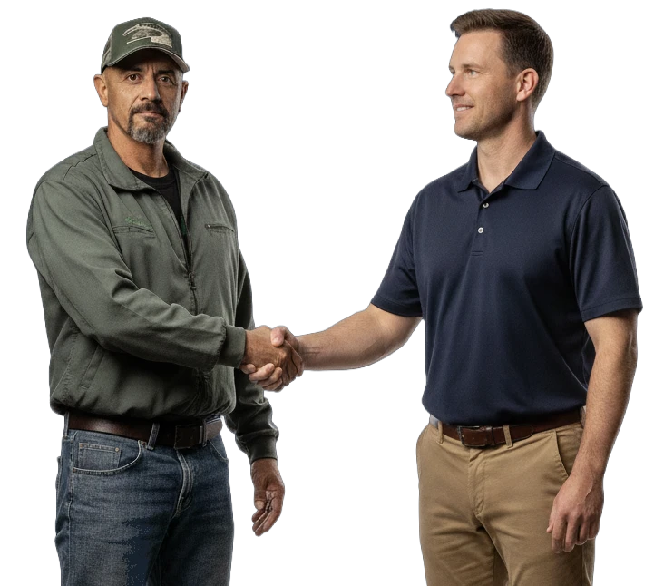 Truck driver shaking hands with a recruiter