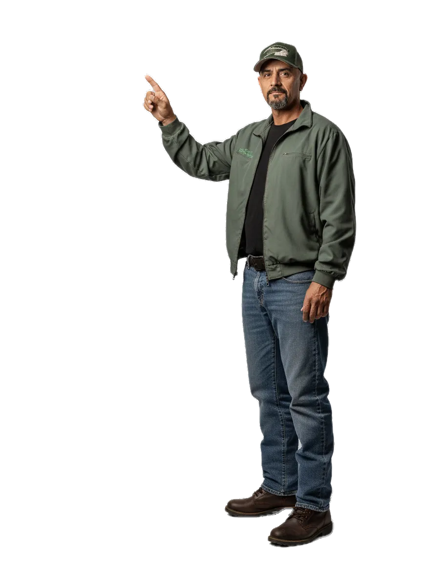 Man in workwear pointing at the Scale Method agenda rails
