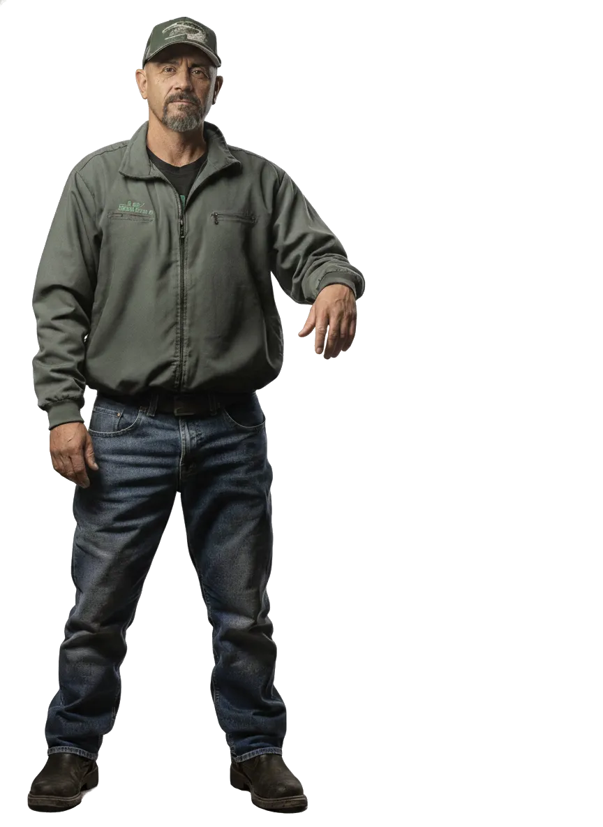 Man in workwear handing an application into a Tenstreet ATS screen